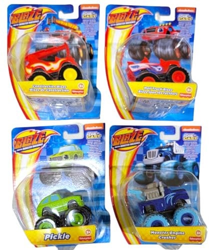 Fisher-Price Nickelodeon Blaze & The Monster Machines Set Mit 4 Druckguss-Fahrzeugen Mit Blaze, Pickle Und Crusher