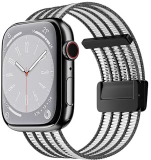 BolYel Cinturino Compatibile con Cinturini Apple Watch 38mm 40mm 41mm Donne Uomini, Nylon Braccialetto Traspirante Leggero Armband per iWatch Serie 9 8 7 6 5 4 3 2 1 SE, Nero
