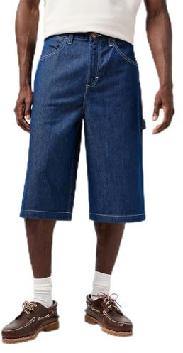 Wrangler CJ Skater Shorts Pantaloncini in Denim, Rinse, 34W Uomo