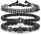 3 Pcs Mens Bracelets Stone Beaded Bracelets Stainless Steel Chain Bracelet Handmade Jewellery Set Gifts for Men(24011)