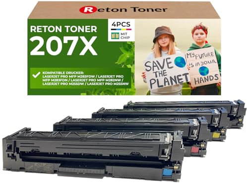 [Mit Original-Chip | wiederverwendet] Reton Toner - Multipack- kompatibel für HP 207A 207X W2210X W2211X W2212X W2213X für HP Color Laserjet Pro MFP M255dw M255nw M282nw M283fdn M283fdw