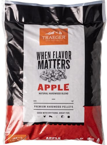 Traeger Grills Apple Granulés de Bois 100% Naturel pour fumoirs et Grills à granulés, Barbecue, Cuisson, rôti et Grill, Sac de 8,2 kg