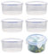 6 Pack Round Clip Lock Food Containers with Lids, 300ml Airtight Food Storage Set, Small Meal Prep & Snack Pots, Stackable Plastic Containers for Fruits, Yoghurt, Bento Box, Fridge & Travel