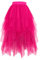 Hanpceirs Damen Tüll Röcke High Low Layered Puffy Fee Röcke A-Linie Midi Rock Unregelmäßiger Tutu Rock Fuchsia XL