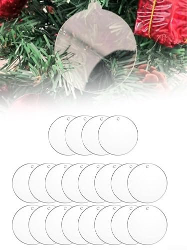 Transparente Acryl-Blanko-Scheiben, 20 Stück, 75 mm, runde Teller für Weihnachtsbaum-Anhänger und DIY-Projekte