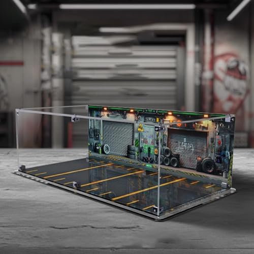 Acryl-Vitrine Box für Lego Speed F1 Racing 77242 Auto 77244. Displaybox verwendet für Modell-Display, staubdichte Sammleraufbewahrung (Modell nicht im Lieferumfang enthalten. 3 mm) (Hintergrund grün)