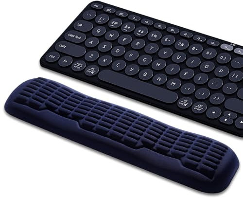 UnivoColors Memory Foam Keyboard Wrist Rest,Latest 3.0 Wave Curve Design,High-Resilience Memory Foam Non-Slip Base,Fits Compact Keyboards,Ideal for Work and Gaming(Navy)