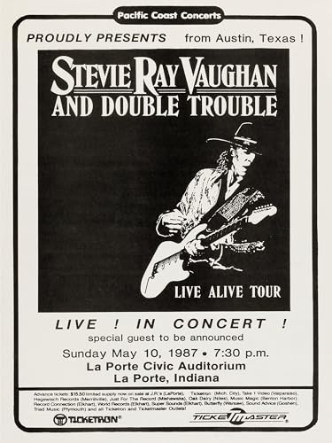 Stevie Ray Vaughan & Double Trouble Live at Civic Auditorium La Porte Indiana 1987, Poster, 30 x 40 cm
