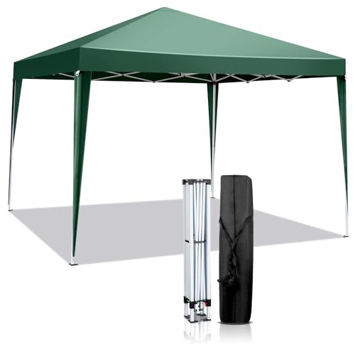 TactFire Pavillon 3x3 m,Faltpavillon,Wasserdicht Stabil Winterfest UV Schutz 50+,420D Oxford,Faltbar Höhenverstellbar,Partyzelt,Gartenzelt,Für Garten Camping,Outdoor Grün