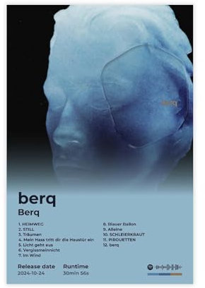 bpoejge Berq Kunstposter, beliebtes Sänger-Musikalbum, Berq-Cover-Tracklist-Fans, Geschenk, Leinwand-Poster, Schlafzimmer, Dekoration, Landschaft, Büro, Raumdekoration, Geschenk, 20 x 30 cm