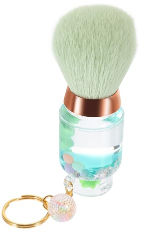 DEARMAMY Pinceau à Blush Portable de Voyage Couleur Vert Clair en Plastique Finition sans Coutures Design Unique de Réservoir Maquillage Professionnel