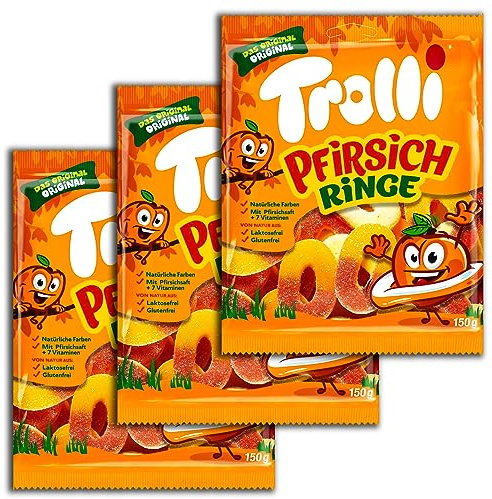 3 er Pack Trolli Pfirsichringe 3 x 150g