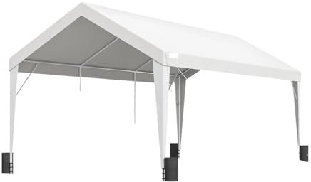Box Auto da Esterno Carport 10x20ft Heavy Duty Car Canopy Garage con 8 Pali rinforzati e 4 Sacchi di Peso Resistente ai Raggi UV Tettoie per Auto(White)