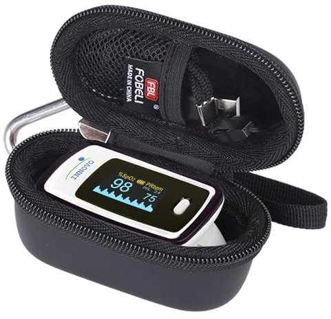 FBLFOBELI Harte Fingerspitzen-Pulsoximeter-Hülle, für Innovo Deluxe iP900AP/Zacurate Pro Series 500DL 500BL, für kleine Kinder, Blutsauerstoffmessgerät, 10,9 x 5,6 x 6,1 cm, nur Gehäuse (schwarz)