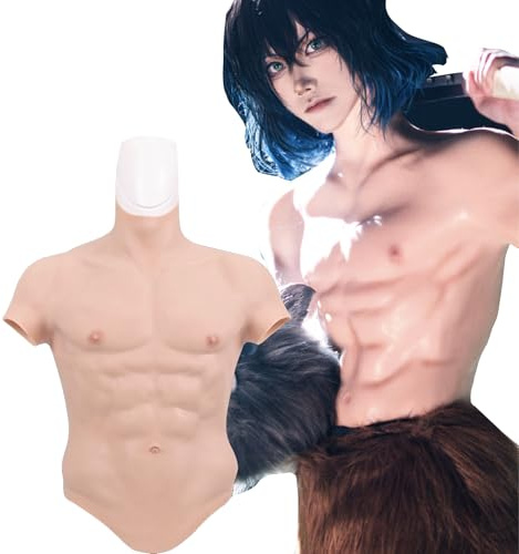 ALZRGORA Silikon Muskel Kostüm Silikon Männer Brust Falschmuskel Bauch Realistischer Männer-Silikonbrust für Cosplay