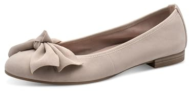 Tamaris Damen Ballerina Leder flach, beige, 42 EU
