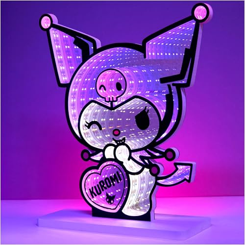 Get Trend Sanrio Kuromi LED Lampe mit Infinity Mirror Effekt, Nachtlicht Kinder & Erwachsene mit USB-Kabel, Kawaii Anime Geschenke für Mädchen Frauen (Multi Kuromi)