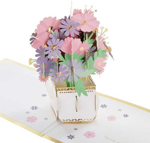 Hallmark 3D & Pop Up Card, Floral Design, Birthday, Mother's Day | For Someone Special, Thinking of You, Lilac & Pink Flowers, Popped Up Card 13.6x34.6x11.9cm, Signature Gold Foil Envelope