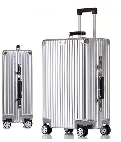 GIIYOEW Aluminium Suitcase Large Silver Suitcase Cabin Suitcase Hand Luggage Suitcase with Spinner Wheels TSA Combination Lock (1, 29in)