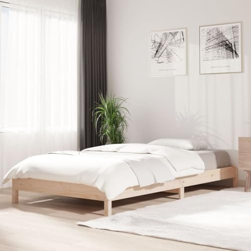 Ziaphsol Stapelbett 90x190 cm Massivholz Kiefer, platzsparendes Einzelbett, unbehandelt, Robustes Bettgestell für Schlafzimmer, stapelbar, mit Lattenrost, langlebiges Möbelstück