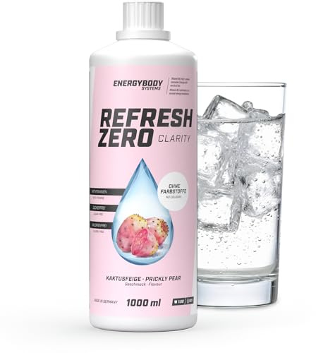 Energybody Refresh Zero Clarity Kaktus Feige Sirup zuckerfrei 1000 ml | zuckerfreier Sirup für Wasser, mit Vitaminen, ohne Kalorien, für 50 Liter, Fitness & Lifestyle Drink