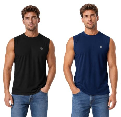 Bahob® 2 Pack Men's Sleeveless T-Shirts Vest Top for Men Tank Tops Training Running Workout Bodybuilding Shirts S-3XL (MSTS-181-B, 3XL)