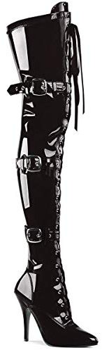 Pleaser Damen SEDUCE-3028 Kurzschaft Stiefel, Schwarz (Schwarz (Blk STR Pat)