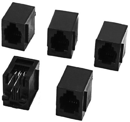 sourcing map 5Pcs Vertical RJ9 RJ10 RJ22 4P4C PCB Jacks Female Connectors for Phone Handset