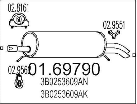 MTS 01.69790 Endschalldämpfer Endtopf 940mm 9,4kg