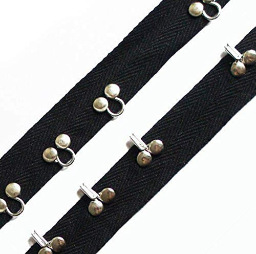 HAND ® HE10 Decorative Silver 4 Hooks and Eyes Pattern Black Tape - 2 Meters