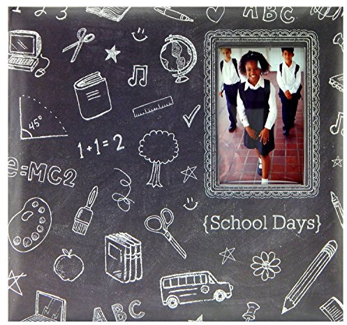 MBI Chalkboard Post Bound Scrapbook with Window 12 x 12, vinyl, Black, 12 by 12-Inch
