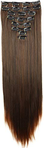 CAISHA XXL 60cm 8 Teile Set CLIP IN EXTENSIONS Haarverlängerung Haarteil Glatt Braun Mix CES12