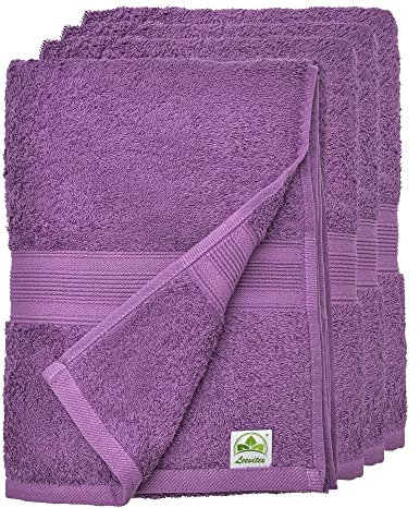 leevitex® Handtuch-Set, saugstark, 50 x 100 cm | Qualität 500 g/m² | 100% Baumwolle | Lila