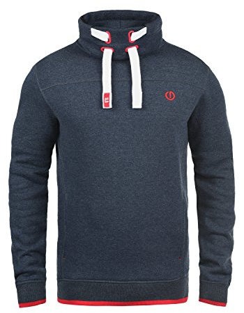 !Solid SDBenjamin Tube Herren Sweatshirt Pullover Sweater mit Tube-Neck Eingrifftaschen Rippbündchen Baumwollmischung Regular fit, Größe:L, Farbe:Insignia Blue Melange (8991)