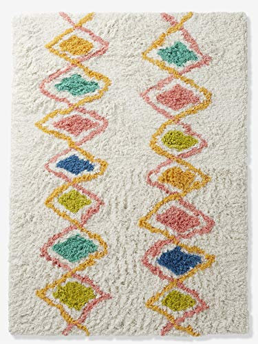 Vertbaudet Hochflor-Teppich Harlekin, Baumwolle Mehrfarbig ONE Size