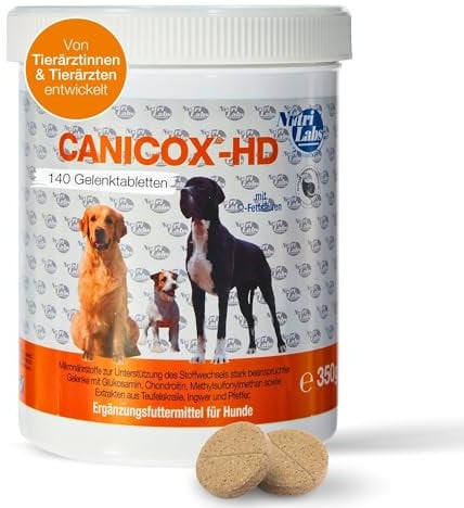 NutriLabs Canicox-HD Gelenktabletten für Hunde 140 Stk. - mit MSM, Chondroitin, Hyaluronsäure, Glucosamin & Teufelskralle - Gesundheitsprodukte für Hunde - Nahrungsergänzungsmittel Hund