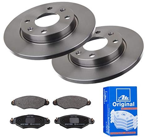 ATE Bremsen-Set 2 Bremsscheiben + Bremsbeläge Bremsensatz Einbau Vorne Bremsscheiben-Set Scheibenbremsen IJF1414X06 passend für Peugeot 206 2A/100 206+