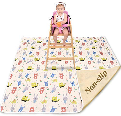 Nabance Splash Mat for Underneath Highchair, 53” Washable Floor Splat Mat for Children Messy Play Time, Nonslip Waterproof Food Splash Spill Mat for Pet, Table Protector Cover