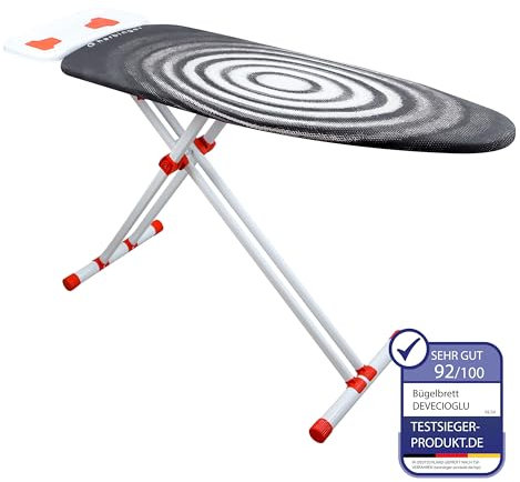 DEVECIOĞLU Bügelbrett - Ironing Board 170x46 cm mit Bügelbrettbezug 123x42 cm, speziell Bügelbrett für Dampfbügelstation | Bügelbrett klappbar | ideal als Tischbügelbrett - Bügelbretter