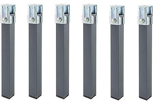 DUÉRMETE ONLINE Jeu de 6 Pieds carrés avec Collier pour sommier de 30 x 30 mm, Hauteur 27 cm, Gris, 27 cm