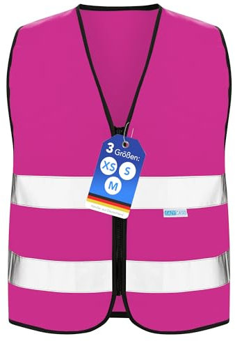 EAZY CASE Gilet réfléchissant pour enfants - Gilet de sécurité à fermeture éclair avec réflecteurs - Respirant - Réfléchissant - Pour augmenter la visibilité sur la route - M - Rose