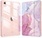 Fintie Hybrid Hülle für iPad mini 7 (A17 Pro) 2024 / iPad mini 6. Generation 2021 8.3 Zoll mit Stifthalter - Stoßfeste Schutzhülle mit transparenter Hartschale auf der Rückseite, Rosa Marmor