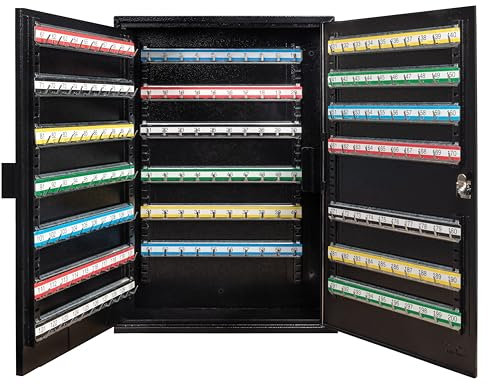 DuraBox Schlüsselschrank mit 200 Positionen und Schlüsselschloss, Schwarz (K200-BK) für Schlüsselverwaltung Verwendung durch Valets, Hotels, Autohäuser, Wandhalterungsschrauben im Lieferumfang