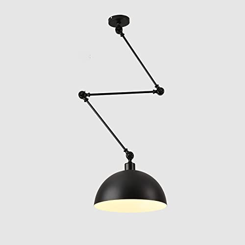 YNDD Pendelleuchte, Hängeleuchte mit Ausziehbar Langarm Retro Metall Hängelampe Vintage Pendellampe E27 Hängeleuchte Industrial für Kitchen Island (Black)