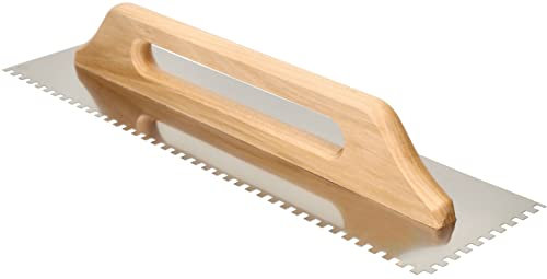 KOTARBAU® Truelle dentelé en acier inoxydable 480 mm de dentition 6 x 6 mm avec poignée en bois