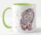 Vixar Lop Rabbit Bunny Eared Watercolour Rainbow Art Coloured Mug Cup Gift Birthday Easter Work Office Christmas Tea Coffee (L Green)