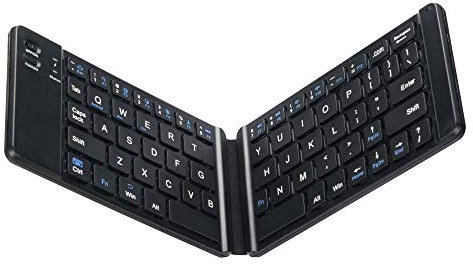 Bewinner Faltbare Bluetooth-Tastatur, BT3.0-Multi-Device-Wireless-Tastatur, Kompakte Größe, Ultraflache, Kabellose, Tragbare, Faltbare Tastatur, 120-mAh-Akku(Schwarz)