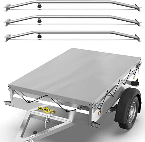 Tarpofix® Anhängerplane 211x116 cm + 3X Planenbügel | Anhänger Plane Flachplane aus PVC PLANENMATERIAL | Verstärkte Humbaur Anhänger Plane für 750kg PKW Hänger | Abdeckplane + Flachplanenbügel | Grau