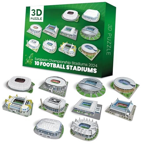Habarri - 3D Puzzle Set - 10 x Mini Fußballstadion - Fußball Fanartikel - Deutsche Liga - Modellbau - Puzzle für Kinder und Erwachsene - Modellbausatz - Fussball Geschenke Jungen
