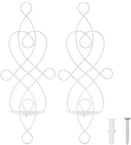 TOPINCN Wandleuchter, Kerzenhalter, 2er-Set Eisen Zum Aufhängen, Wandkerzenhalter, Faltbare Wandkerzenleuchte, Innovativer Wandkerzenhalter für Wohnzimmer, Schlafzimmer, Esszimmer (Weiß)